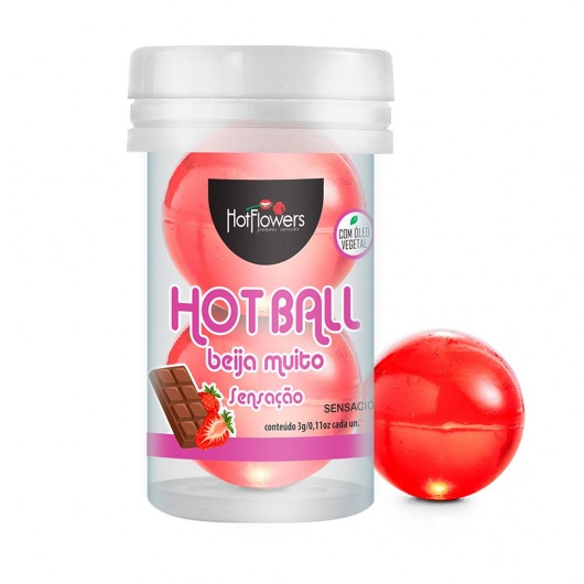 Лубрикант на масляной основе Hot Ball Beija Muito с ароматом шоколада и клубники (2 шарика по 3 гр.) - HotFlowers - купить с доставкой в Кургане