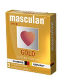 Презервативы Masculan Ultra Gold с золотым напылением и ароматом ванили - 3 шт. - Masculan - купить с доставкой в Кургане