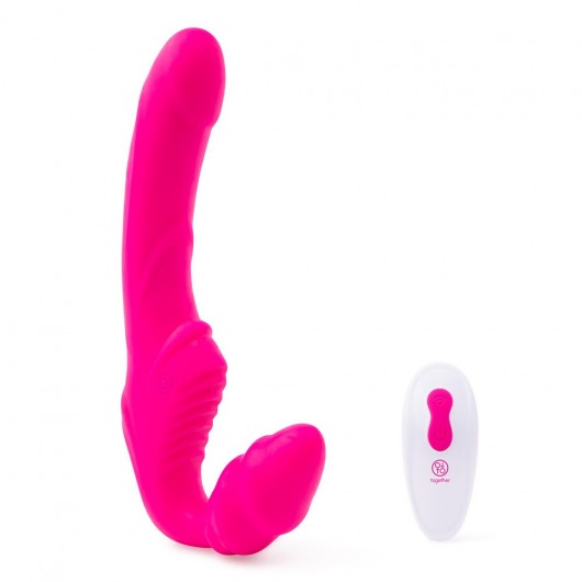 Розовый безремневой страпон на радиоуправлении Strapless Together - 22 см. - Together Toy - купить с доставкой в Кургане
