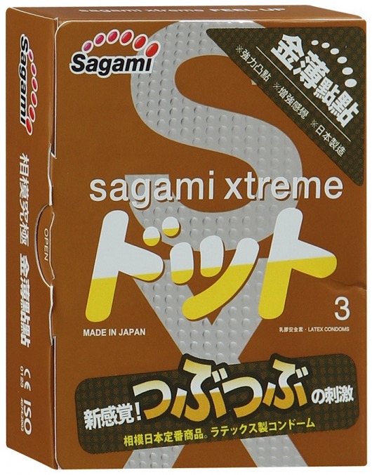 Презервативы Sagami Xtreme FEEL UP с точечной текстурой и линиями прилегания - 3 шт. - Sagami - купить с доставкой в Кургане