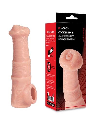 Телесная фантазийная насадка на член Cock Sleeve Size M - KOKOS - в Кургане купить с доставкой