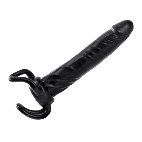 Чёрная насадка-фаллос для двойного проникновения INFLATABLE DILDO SLIM DONG  - 13,5 см. - Toyz4lovers - в Кургане купить с доставкой