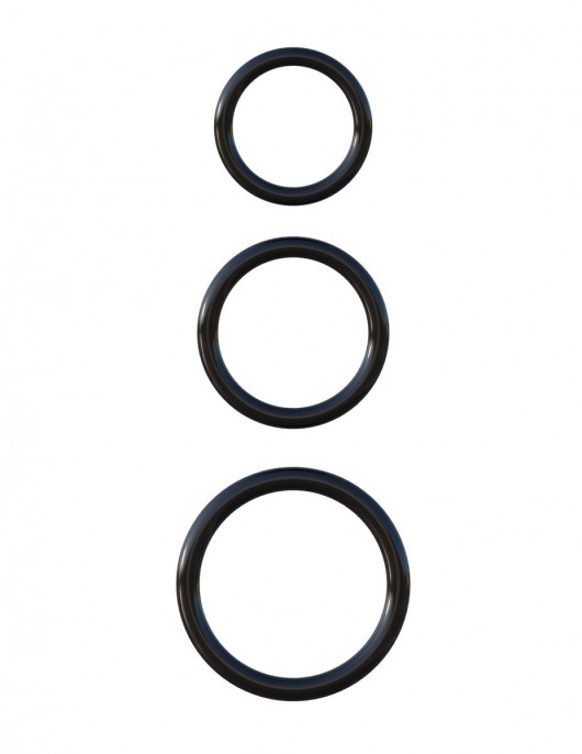 Набор из трех черных эрекционных колец Silicone 3-Ring Stamina Set - Pipedream - в Кургане купить с доставкой