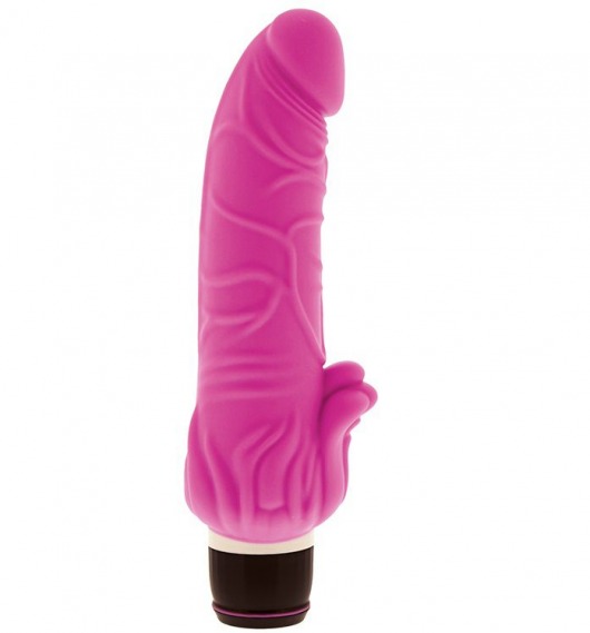 Розовый вибратор с лепестками у основания PURRFECT SILICONE CLASSIC 7INCH PINK - 18 см. - Dream Toys