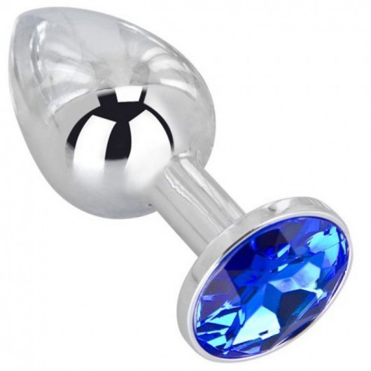 Анальное украшение BUTT PLUG  Small с синим кристаллом - 7 см. - Anal Jewelry Plug - купить с доставкой в Кургане