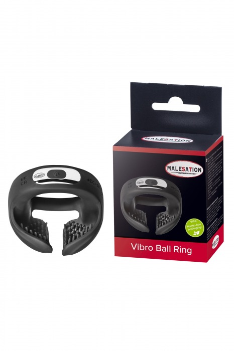 Черное эрекционное виброкольцо для пениса и мошонки Vibro Ball Ring - MALESATION - в Кургане купить с доставкой