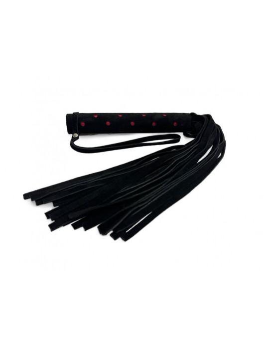 Черная замшевая плеть с красными точками на рукояти Red dot Princess - 43 см. - БДСМ Арсенал - купить с доставкой в Кургане
