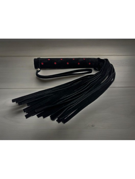 Черная замшевая плеть с красными точками на рукояти Red dot Princess - 43 см. - БДСМ Арсенал - купить с доставкой в Кургане