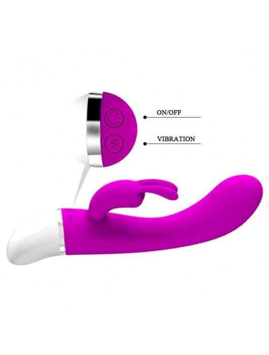 Лиловый вибратор Freda с зайчиком - 18,9 см. - Baile