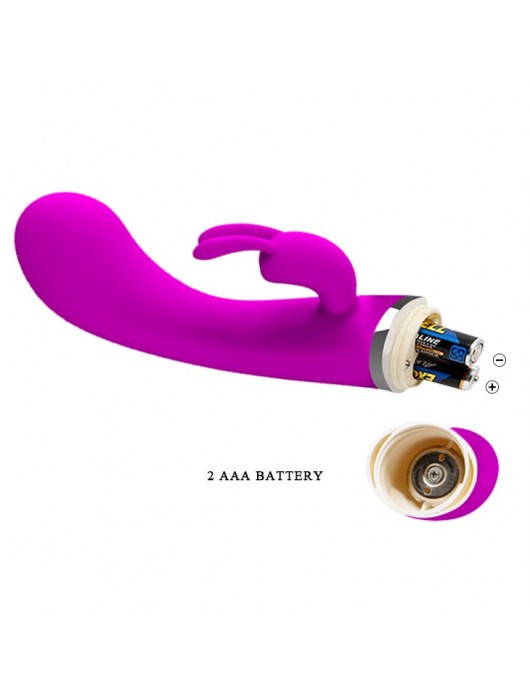 Лиловый вибратор Freda с зайчиком - 18,9 см. - Baile