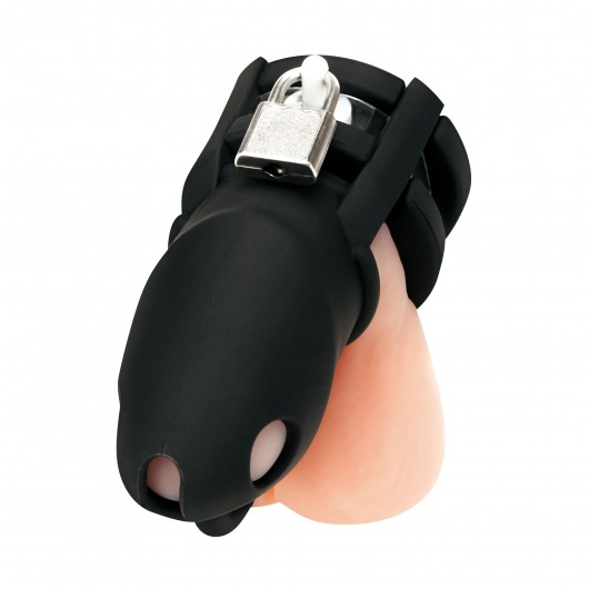 Черная клетка для пениса Silicone Small 2 in Cock Cage With Ball Divider - BlueLine - купить с доставкой в Кургане