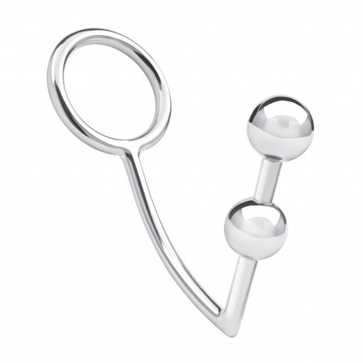 Кольцо на пенис с анальным стимулятором Two Bead Stainless Steel Anal Hook   Cock Ring - BlueLine - в Кургане купить с доставкой