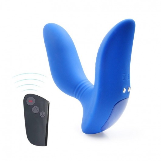 Синий вибромассажер простаты 3,5’’ Remote Control Curve P-spot Massager - 12 см. - Erokay - в Кургане купить с доставкой