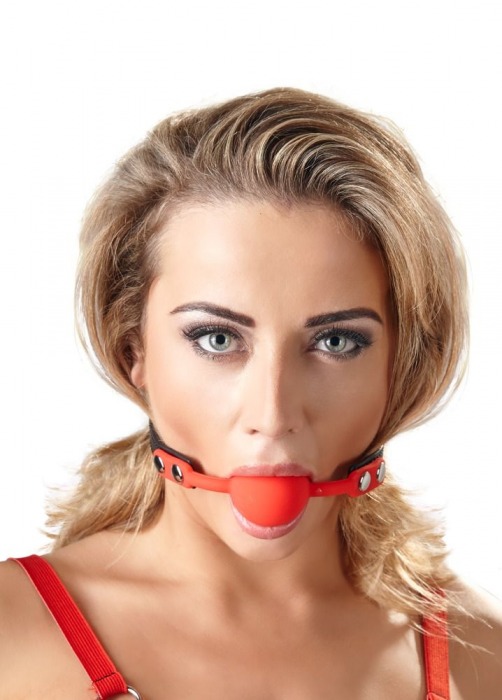Силиконовый кляп-шар на чёрных ремешках Red Gag silicone - Orion - купить с доставкой в Кургане