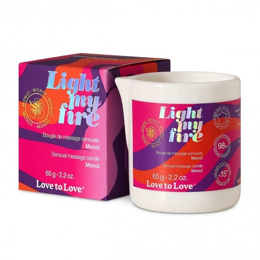 Массажная свеча Light My Fire с ароматом моной - 80 мл. - Love to Love - купить с доставкой в Кургане