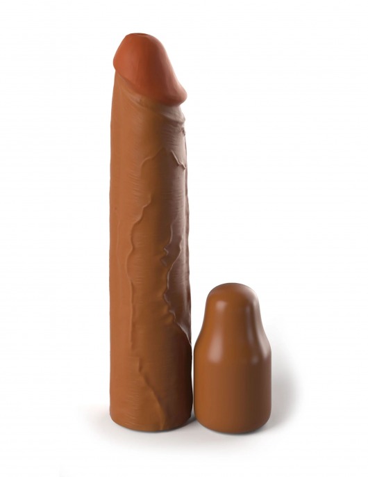 Коричневая насадка на член 2  Silicone X-tension - 20,3 см. - Pipedream - в Кургане купить с доставкой