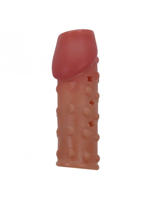 Телесная открытая насадка на пенис с бугорками - 19,8 см. - Baile - в Кургане купить с доставкой