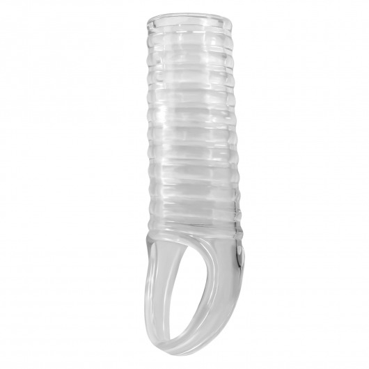Прозрачная насадка на пенис с ребрышками и подхватом мошонки - Baile - в Кургане купить с доставкой