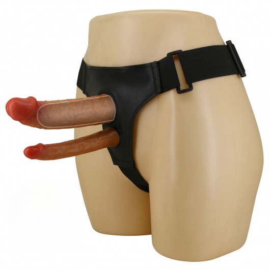 Темно-бежевый фаллопротез для двойного проникновения - 17,5 см. - Baile - купить с доставкой в Кургане