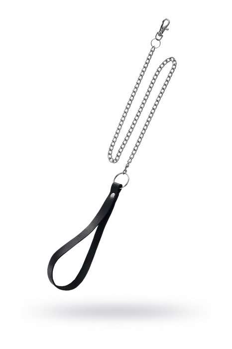Поводок с ручкой из черной натуральной кожи и карабином для ошейника - Pecado - купить с доставкой в Кургане