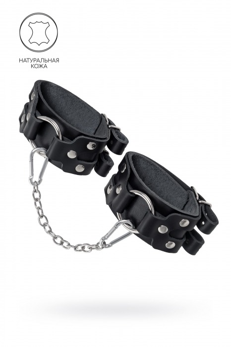 Черные кожаные оковы с двумя ремешками - Pecado - купить с доставкой в Кургане