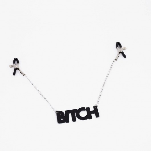 Зажимы на соски с кожаной подвеской Bitch - Crazy Handmade - купить с доставкой в Кургане