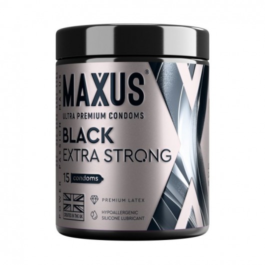 Черные утолщенные презервативы MAXUS Extra Strong с железным кейсом - 15 шт. - Maxus - купить с доставкой в Кургане