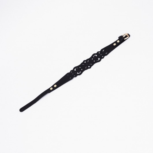 Черный ажурный чокер с золотистой фурнитурой - Crazy Handmade - купить с доставкой в Кургане