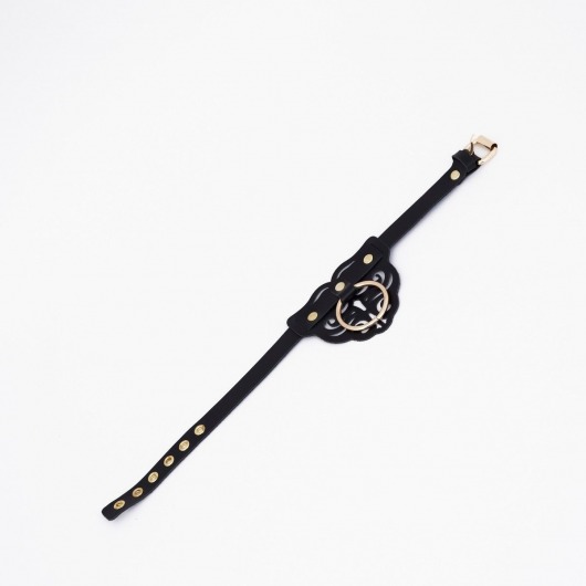 Черный чокер с клепками и золотистой фурнитурой - Crazy Handmade - купить с доставкой в Кургане