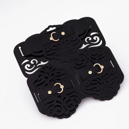 Фигурный набор для БДСМ-игр с узорами и золотистой фурнитурой - Crazy Handmade - купить с доставкой в Кургане