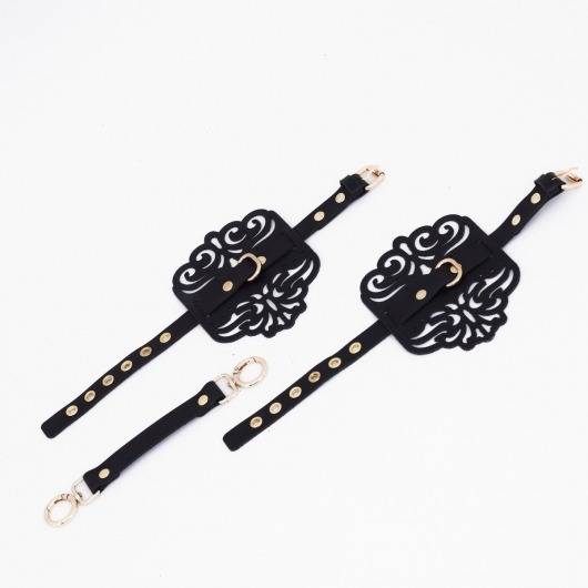 Черный фигурные оковы с золотистой фурнитурой - Crazy Handmade - купить с доставкой в Кургане