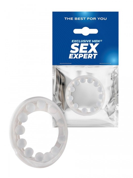 Эрекционное кольцо со стимулирующими шариками на поверхности - Sex Expert - в Кургане купить с доставкой