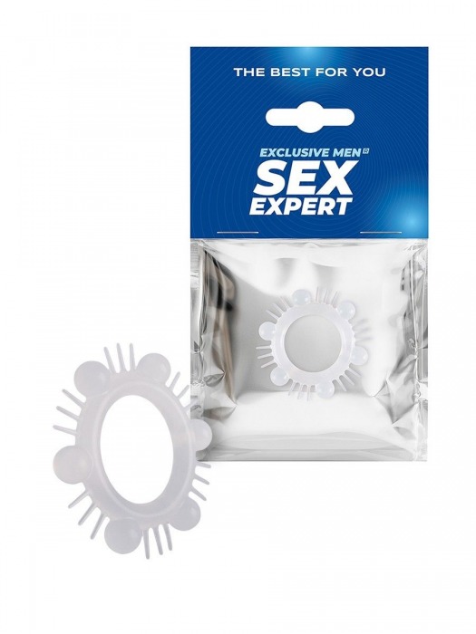 Эластичное эрекционное кольцо с шипиками и шариками - Sex Expert - в Кургане купить с доставкой