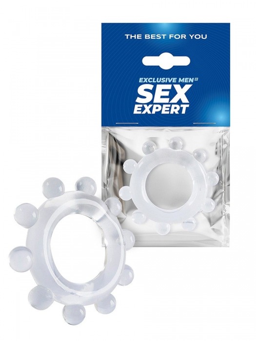 Прозрачное эрекционное кольцо со стимулирующими шариками - Sex Expert - в Кургане купить с доставкой