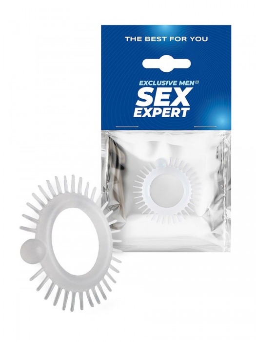 Эластичное эрекционное кольцо с шипиками и шариком - Sex Expert - в Кургане купить с доставкой