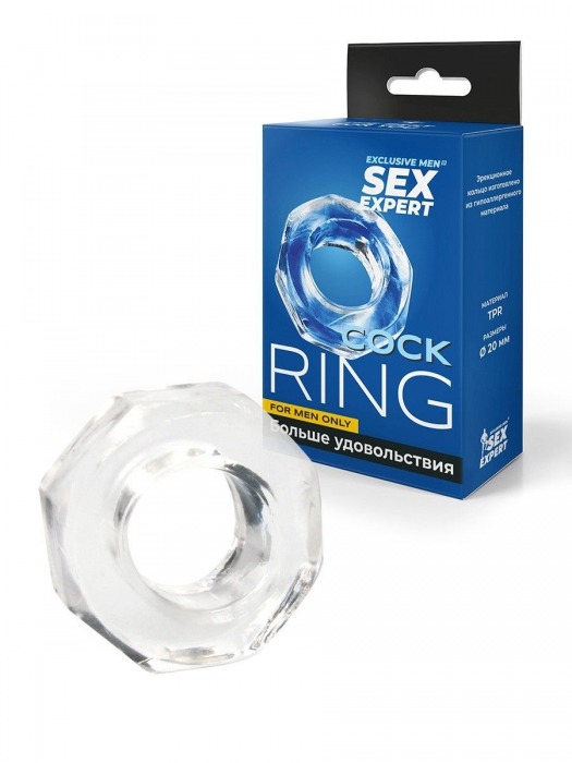 Прозрачное эрекционное кольцо в форме гайки - Sex Expert - в Кургане купить с доставкой