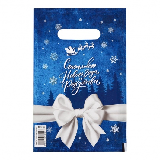 Сине-белый подарочный новогодний пакет с вырубной ручкой (20х30 см) - Сима-Ленд - купить с доставкой в Кургане