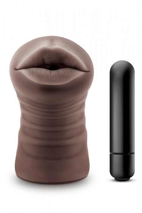 Коричневый мастурбатор-ротик Krystal Vibrating Masturbator - Blush Novelties - в Кургане купить с доставкой