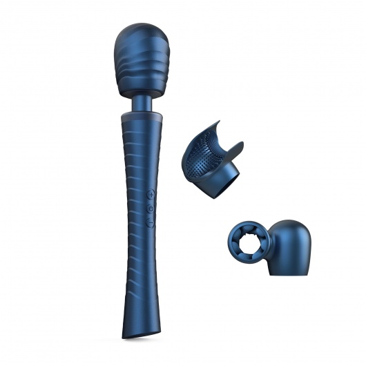 Синий вибромассажёр с насадками Man.wand Edgy - Manwan - в Кургане купить с доставкой