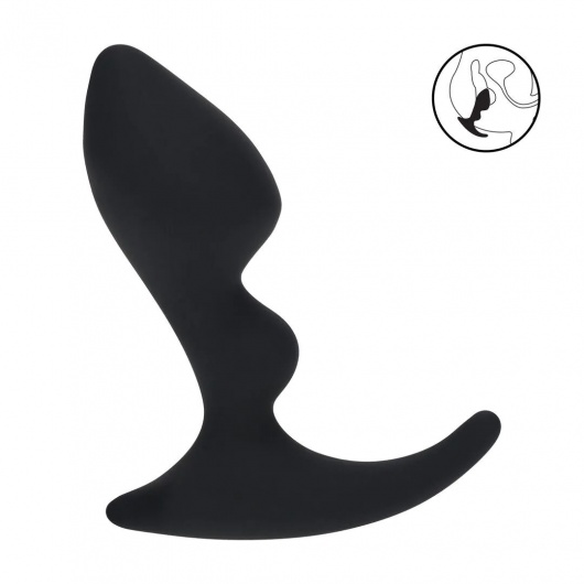 Черная анальная пробка для массажа простаты Double Ripple Silicone Prostate Massager - Shots Media BV - в Кургане купить с доставкой