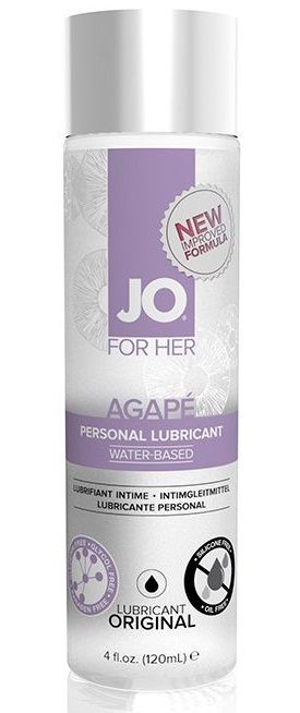 Женский лубрикант на водной основе JO AGAPE LUBRICANT ORIGINAL - 120 мл. - System JO - купить с доставкой в Кургане