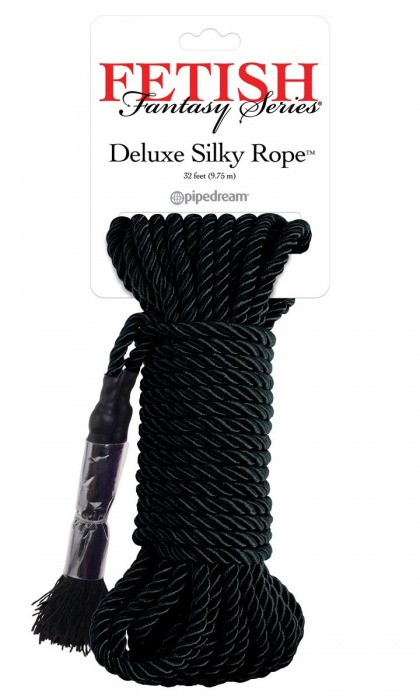 Черная веревка для фиксации Deluxe Silky Rope - 9,75 м. - Pipedream - купить с доставкой в Кургане