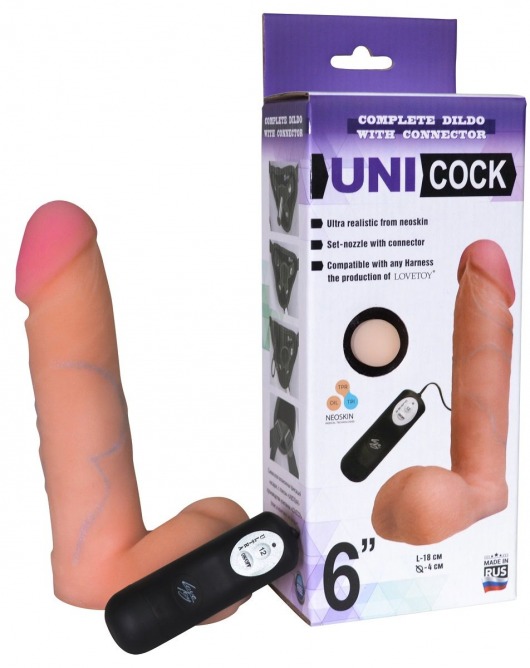 Фаллическая насадка Харнесс UNICOCK 6  с вибрацией - 18 см. - LOVETOY (А-Полимер) - купить с доставкой в Кургане
