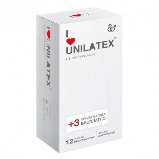 Ультратонкие презервативы Unilatex Ultra Thin - 12 шт. + 3 шт. в подарок - Unilatex - купить с доставкой в Кургане