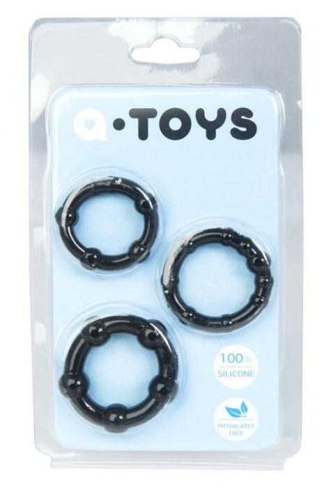 Набор из 3 чёрных эрекционных колец A-toys - A-toys - в Кургане купить с доставкой