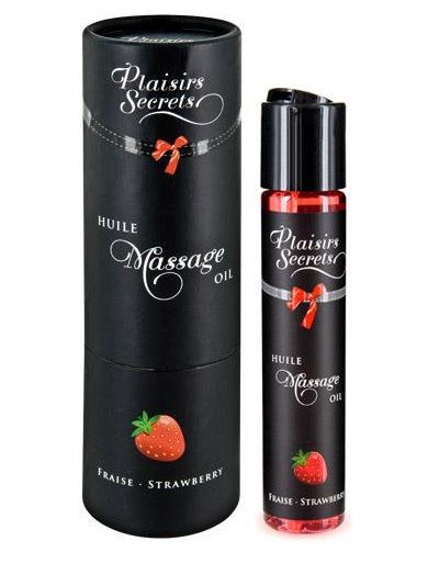 Массажное масло с ароматом клубники Huile de Massage Gourmande Fraise des Bois - 59 мл. - Plaisir Secret - купить с доставкой в Кургане