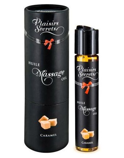 Массажное масло с ароматом карамели Huile de Massage Gourmande Caramel - 59 мл. - Plaisir Secret - купить с доставкой в Кургане