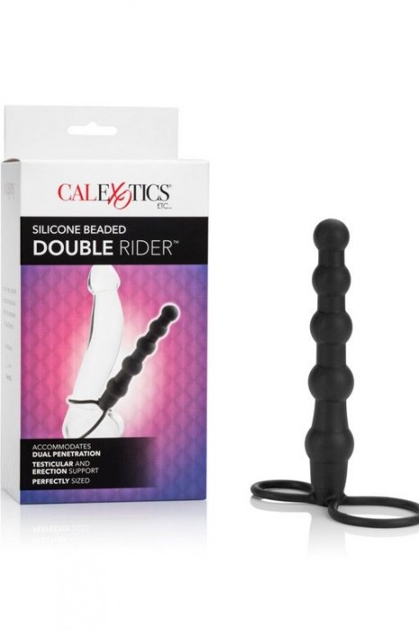 Насадка на пенис для двойного проникновения Silicone Beaded Double Rider - 14 см. - California Exotic Novelties - в Кургане купить с доставкой