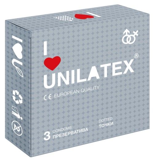 Презервативы с точками Unilatex Dotted - 3 шт. - Unilatex - купить с доставкой в Кургане