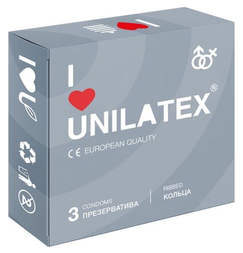 Презервативы с рёбрами Unilatex Ribbed - 3 шт. - Unilatex - купить с доставкой в Кургане